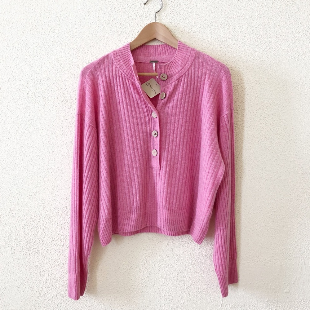 NEW Free People Latte Cashmere Henley S